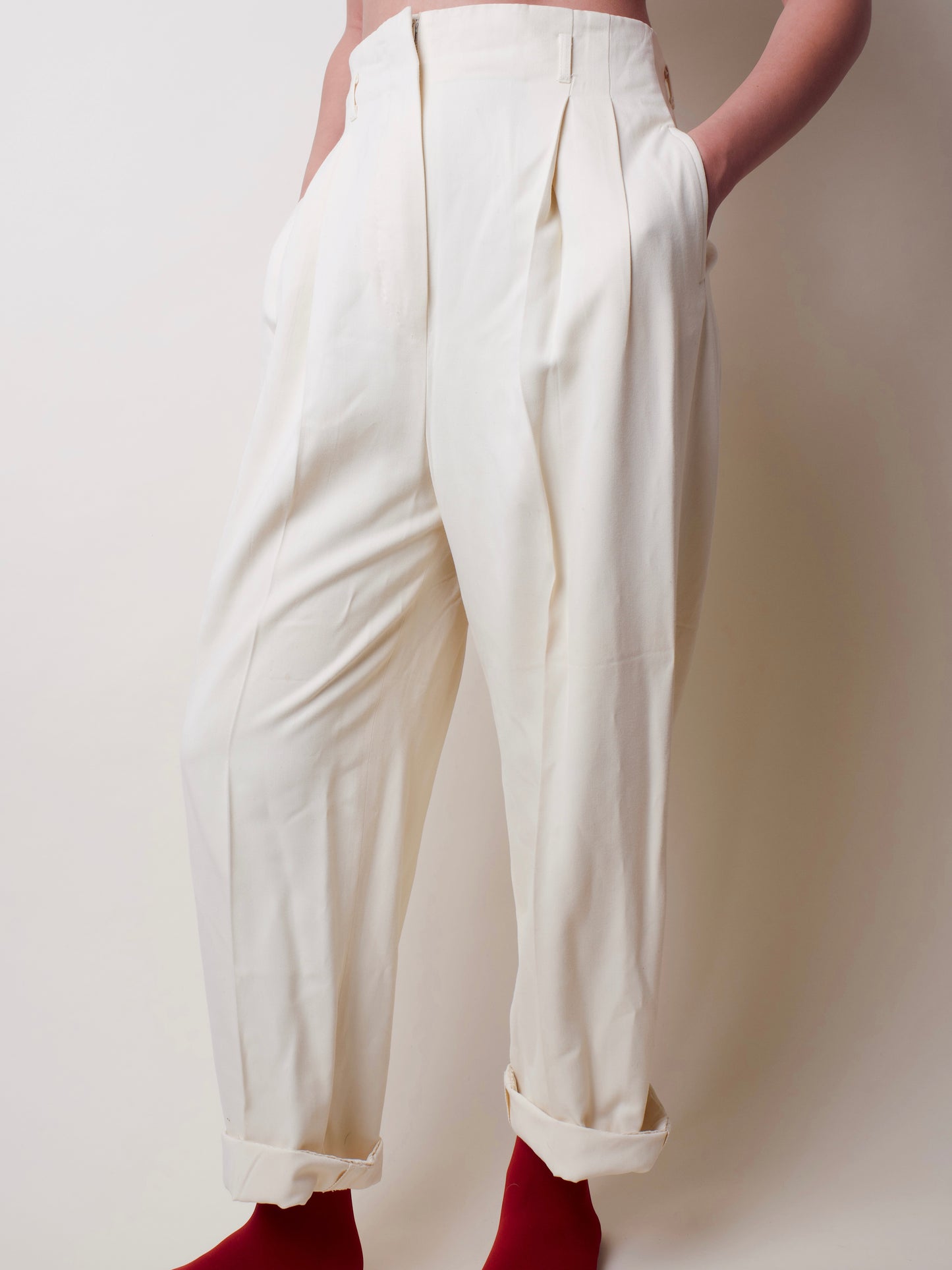 1940s Cream Gabardine Pants