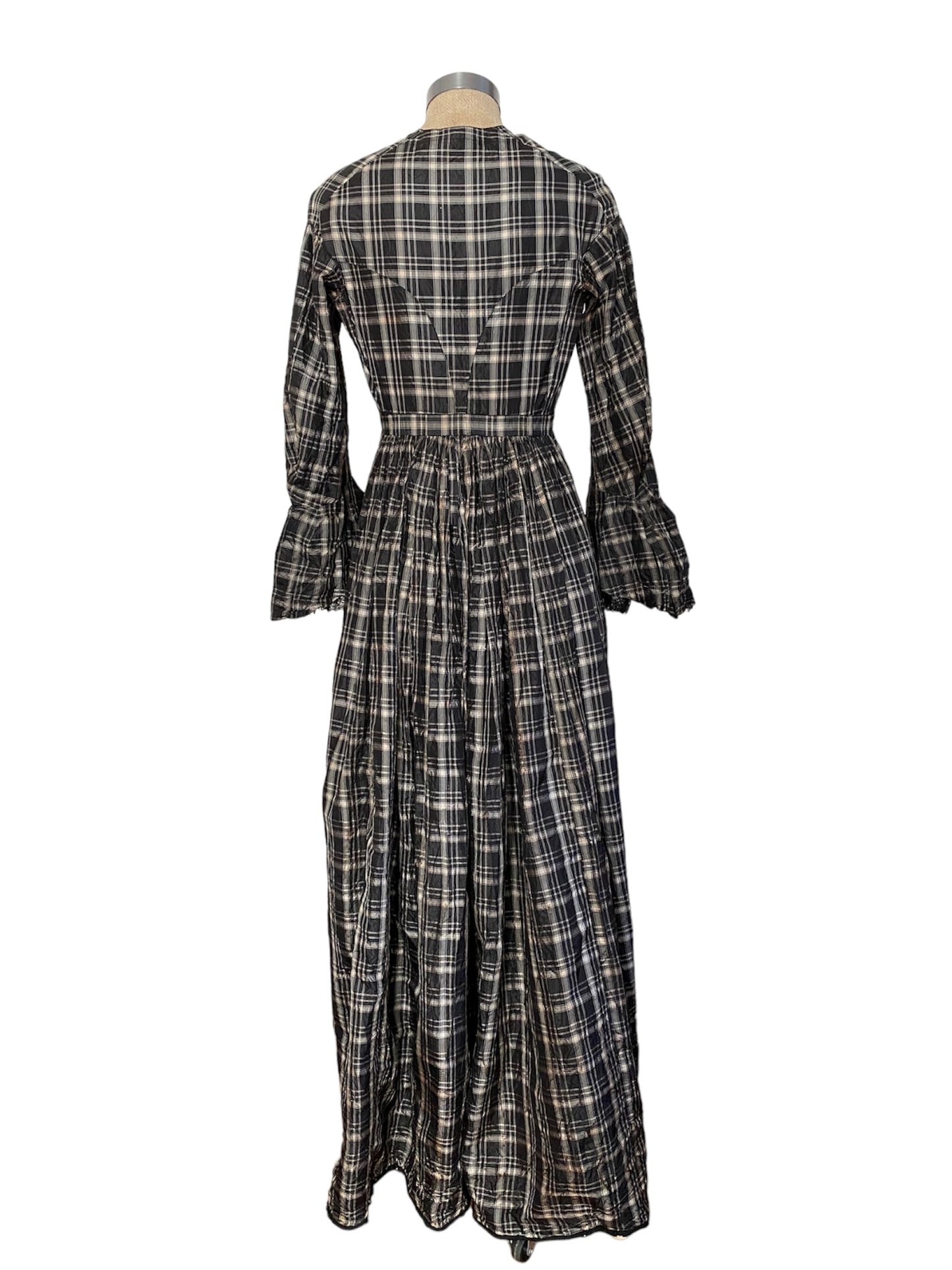 1860s Black Plaid Dress
