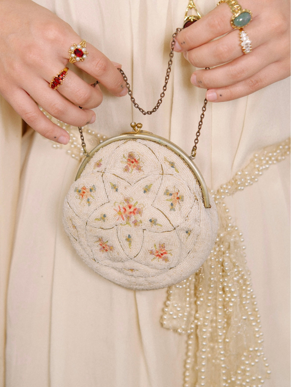 French Beaded Floral Purse